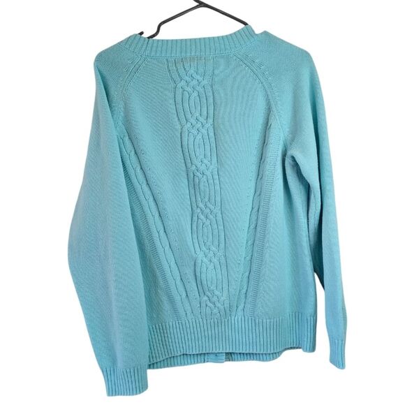 IZOD Cotton Blend Cardigan Blue Button-Up Women's Sweater Size Large - Picture 3 of 10